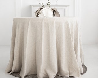 Round Linen Tablecloth LINENAROUND, Pre-washed Medium Weight Linen, Made in Lithuania