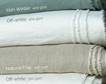 LINOTWILLA Linen Fabric by Yard, Meter. Double Width 118 inch. Pre-washed Heavy Italian Linen 300 gsm, 400 gsm. Fabric for Curtains, Bedding