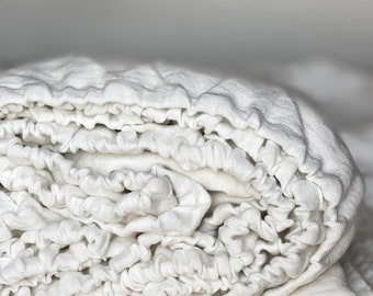 Lenzuolo con angoli elasticizzati LINONATA in lino pesante, realizzato in un unico pezzo / Lino italiano prelavato ~300 gsm / Biancheria da letto resistente / Realizzato a mano in Lituania