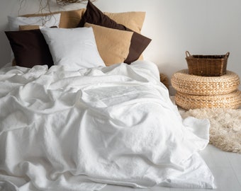 Heavy Linen Flat Sheet SIMPLIN, 300 gsm Italian Linen, NEUTRAL Colors. Full, Queen, King, CAL King. Natural Bedlinen. Handmade in Lithuania