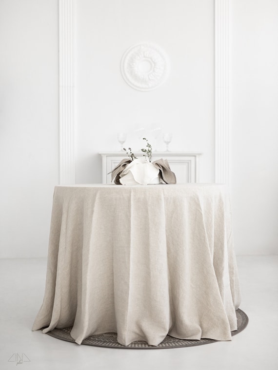 Round Linen Tablecloth LINENAROUND, Pre-washed, Pre-shrunk Medium Weight, Made in Lithuania