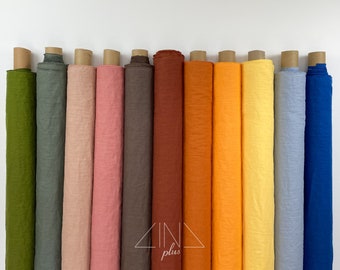 Soft Linen Fabric by yard or meter, 56 inches wide, Medium Weight Linen 205 gsm for clothes, home textile, Fabric cut-to-length, 16 colours