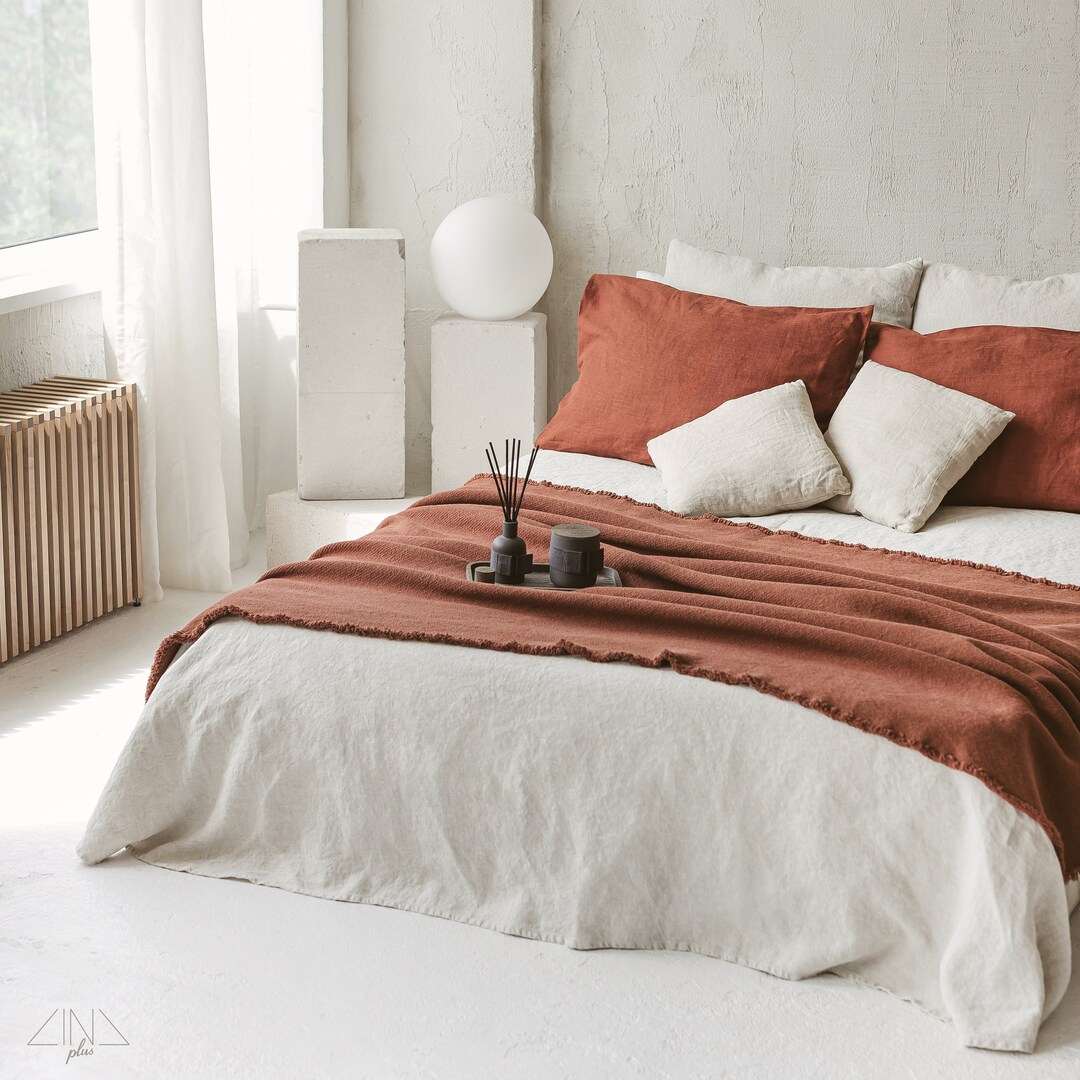 Extraheavy Cotton Blankets in Chestnut Brown Color. Cotton Fabric 800