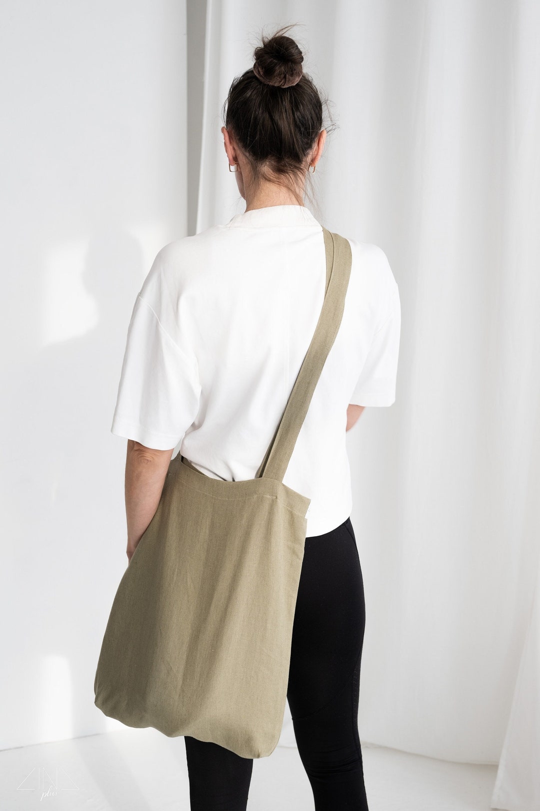 Large Top Handle Linen Convertible Bag