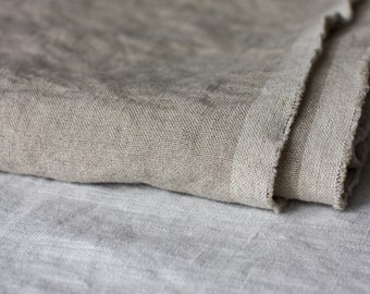 PLAINA | Stonewashed Plain Linen Fabric cut-to-length | Heavy Weight 280 gsm | 58 inch wide | Natural undyed flax color | Made in Lithuania