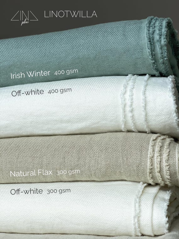LINOTWILLA Linen Fabric by Yard, Meter. Double Width 118 inch. Pre-washed Heavy Italian Linen 300 gsm, 400 gsm. Fabric for Curtains, Bedding