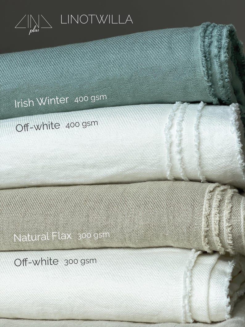 LINOTWILLA Linen Fabric by Yard, Meter. Double Width 118 inch. Pre-washed Heavy Italian Linen 300 gsm, 400 gsm. Fabric for Curtains, Bedding image 1