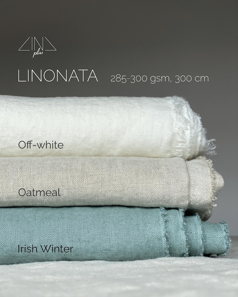 Heavy-weight Round Linen Tablecloth. Large Custom Sizes. Italian Linen 300 gsm. Made in Lithuania image 4