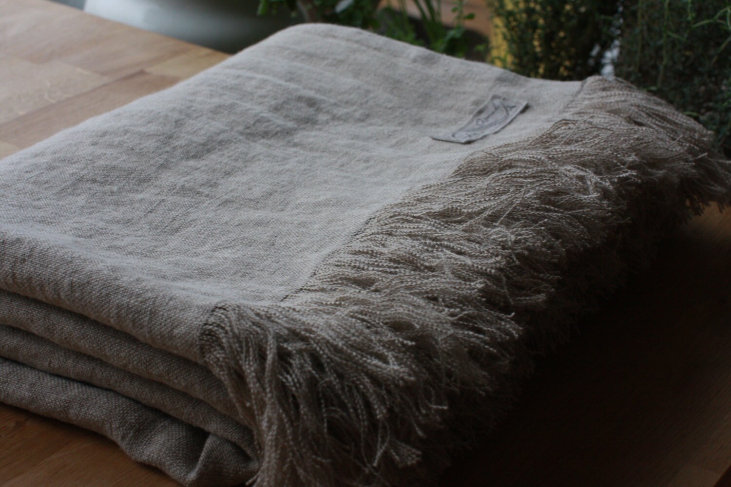 Stonewashed Linen Throw with fringes Natural Summer Blanket Etsy