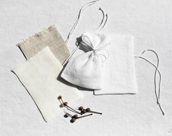 Linen Wedding Favor Bag - Set of 10 pieces - Small Gift Bag with Ties - Scent Sachet - Handmade in Lithuania