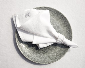 White Napkins - Linen-Cotton Blend - Restaurant Table Linen - Pre-washed Italian Oeko-tex Fabric - Handmade in Lithuania