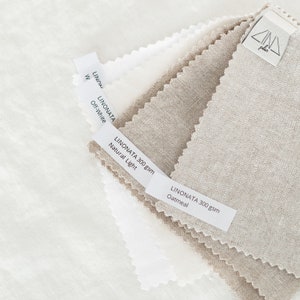 LINONATA. Heavy-weight Linen Samples. NEUTRAL colors. Italian Linen 285-300 gsm. Swatch 5x5 in/13x13 cm. Wide Fabric for Bedding, Tablelinen