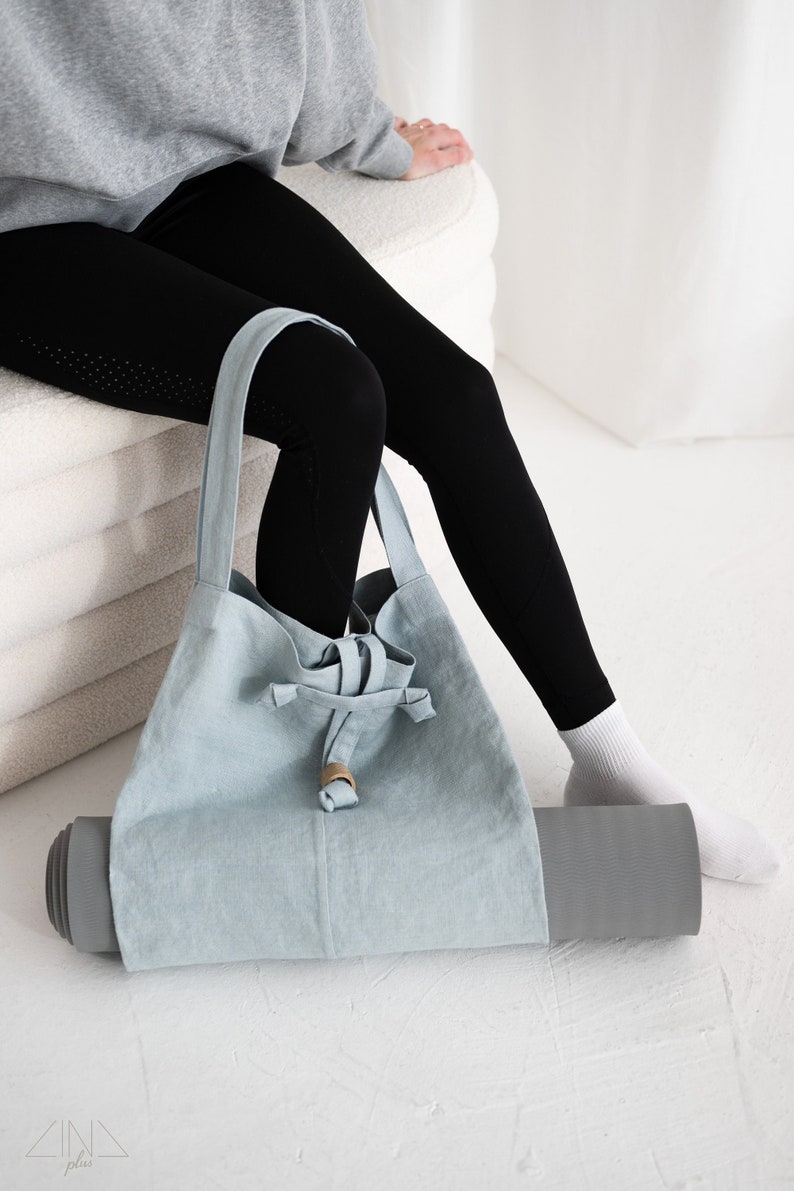 Yoga-bag-durable-linen-pale-blue-LINBELE