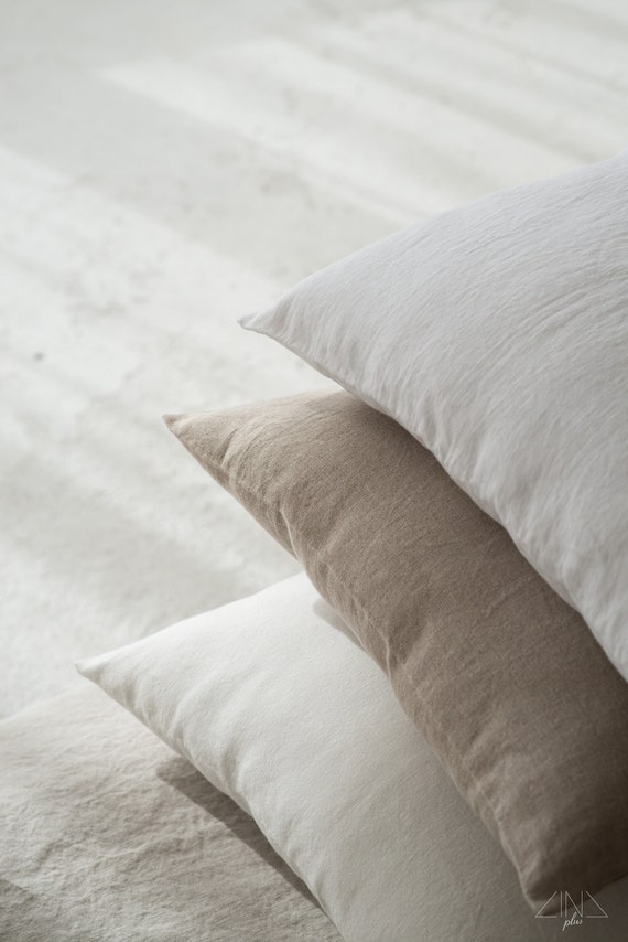 Heavy-Weight Linen Pillowcase. Pre-washed Italian Linen 300 gsm. Colors: Natural, Oatmeal, White, Off-white. Bedlinen Made in Lithuania
