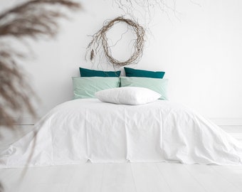 Percale Sheets Set with 2 Pillow cases. Set, Pre-washed Italian Cotton TC200, High Quality Bedlinen Handmade in Lithuania