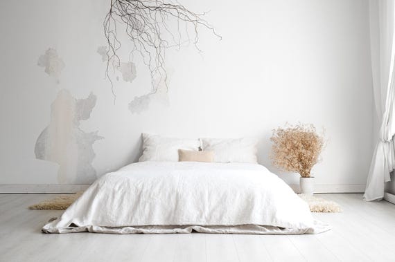 Heavy-weight Linen Duvet Cover. Full, Queen, King, Custom Size. Zipper or Buttons Closure. 300 gsm Italian Linen. Handmade in Lithuania