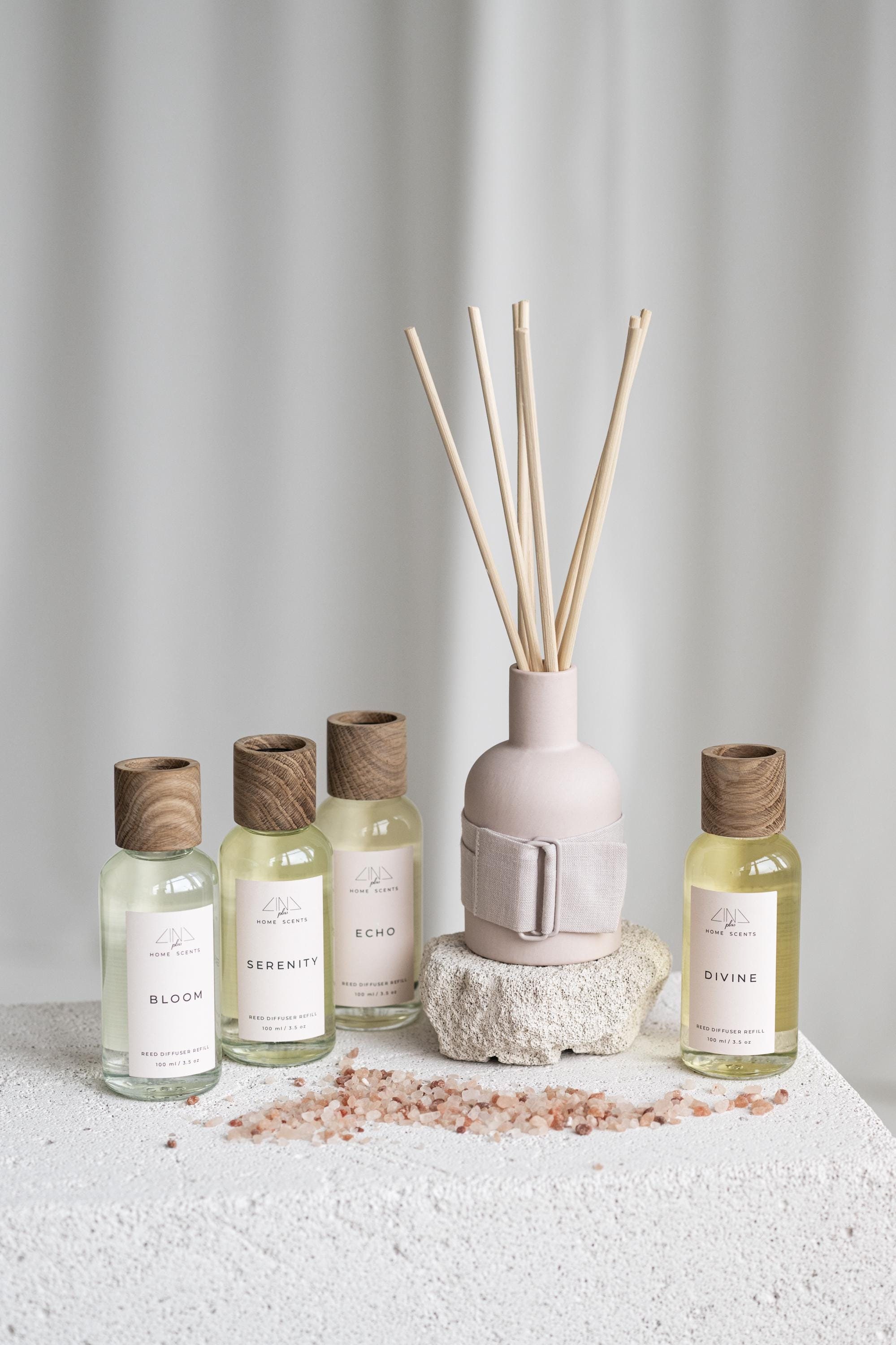 Pink Reed Diffuser Box PINK REED DIFFUSER: Bloom, Divine, Echo, Serenity. Ceramic Vase With ...