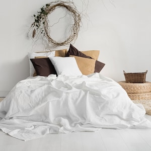 Heavy-weight Linen Bedspread, Coverlet, Bedcover, Blanket. Pre-washed Durable 300 gsm Italian Linen. Neutral Colors. Handmade in Lithuania