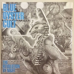BLUE OYSTER CULT * Pôster promocional * Revolution By Night * Vintage * Original * Grande tamanho 36x36 * 1983 * Colecionável