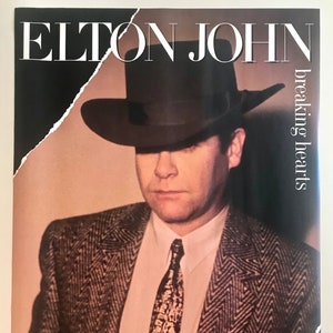 Elton JOHN * Promo Poster * Breaking Hearts * 1984 * Vintage * Original