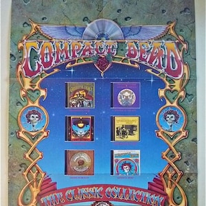 GRATEFUL DEAD * Vintage Promo Poster * Compact Dead * Classic Collection * 1987 * Jerry Garcia * Bob Weir