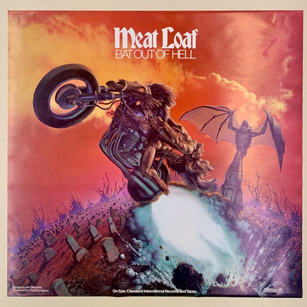 MEAT LOAF * Promo Poster * Bat Out of Hell * Todd Rundgren * Jim Steinman * Richard Corben * Vintage * Original * 1977 * 28"x27"