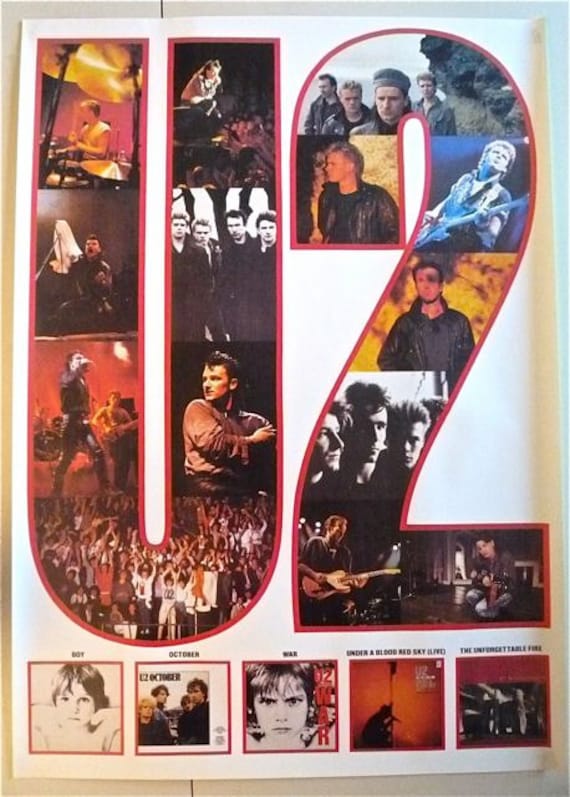 U2 Larry Bono Mid80s The Edge Promo Poster Includes Catalog of Covers