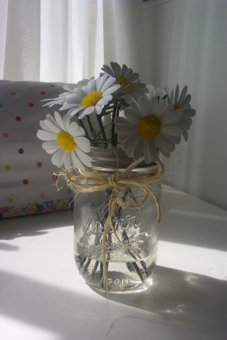 10 Stemmed Daisies in a Mason Jar Etsy