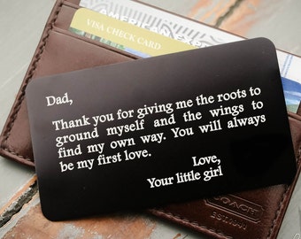 Wallet Card, Father of the Bride Gift for Him, Metal Wallet Insert, Custom Wallet Insert: Valentine's Day, Father's Day, Groom's Gift