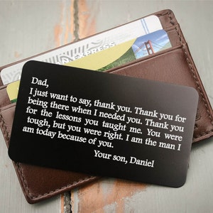 Inserción de billetera grabada, tarjeta de billetera personalizada: regalo de San Valentín para los hombres, aniversario, regalo del novio para él, regalo del día del padre