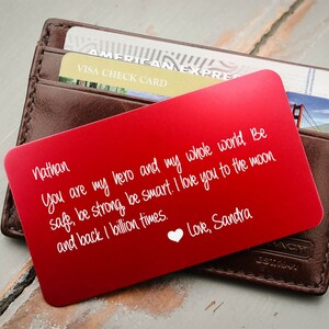 Tarjeta de billetera personalizada, inserción de la cartera personalizada: regalo de San Valentín para él, aniversario, votos de boda, relleno de medias, regalo de despliegue