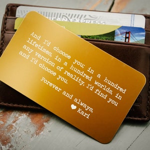 Custom Wallet Insert, tarjeta de monedero personalizada: regalo de San Valentín para él, regalo de aniversario para los hombres, día del padre, regalo de despliegue