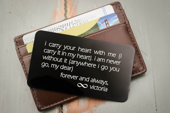 Tarjetas Tipo Billetera De Metal Personalizado sentimental Novio//Novia