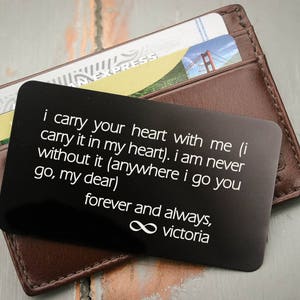 Inserción de billetera personalizada, tarjeta de billetera personalizada, tarjeta de cartera grabada: San Valentín para él, regalo de aniversario para los hombres, regalo de novios del día de la boda