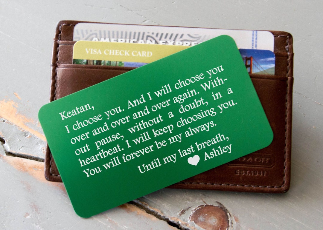 Engraved Wallet Insert Personalized Wallet Card Metal Wallet Etsy