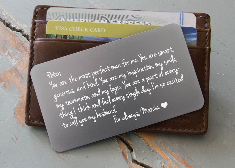 Personalized Wallet Card, 9 colors available, Engraved Wallet Card, Custom Wallet Insert: Valentine's Day Gift for Him 