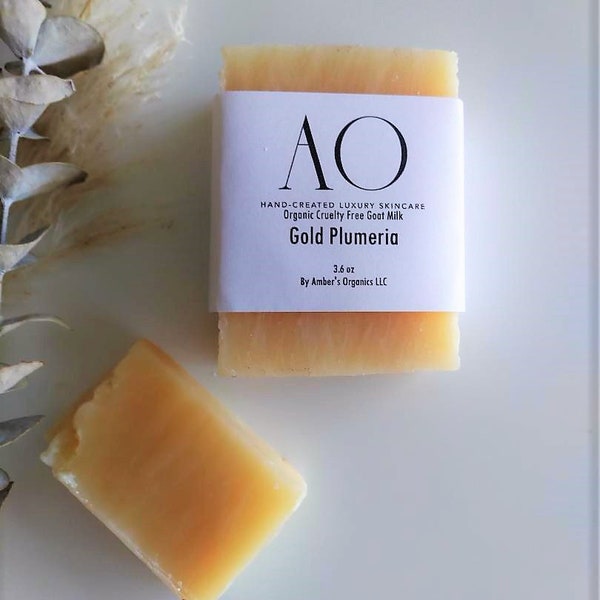 Organic Plumeria Gold Skin Hydration Creamy, Fresh, Nourishing Restoring Goat Milk Gorgeous Hand-Mastered Soap