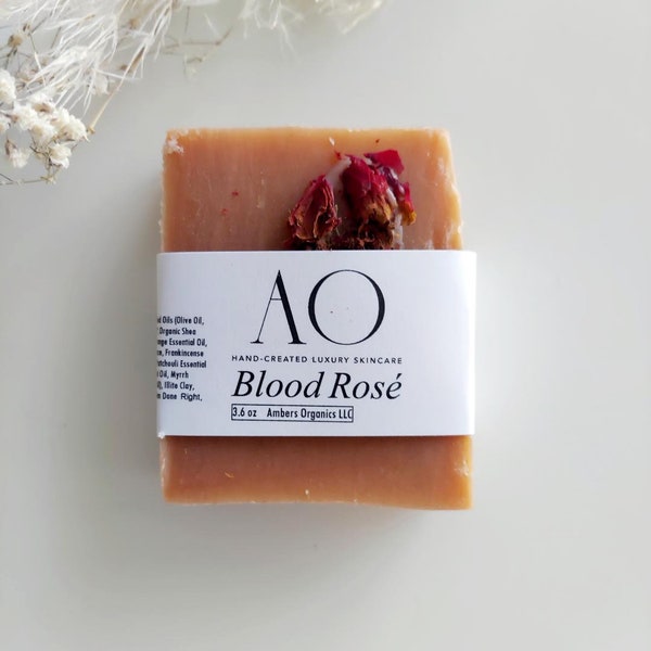 Organic Blood Rose  + Cleanse Clay + Skin Essential oils Luxury Anti-Aging Shea Butter Handmade Soap