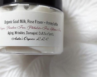 Organic Goat Milk, Rose Flower + Honey Latte Alpha-hydroxy acids Complexion Cream Face + Fabulous! - Youthful Skin. Unscented