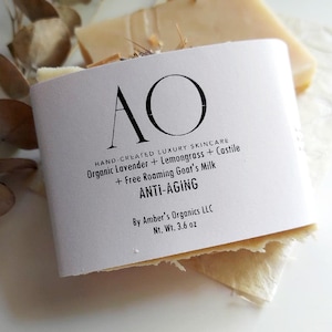 Organic Lavender + Lemongrass + Castile + Free Roaming Goat's Milk Anti-Aging. Damaged. Dry Luxury Extra Creamy Soap