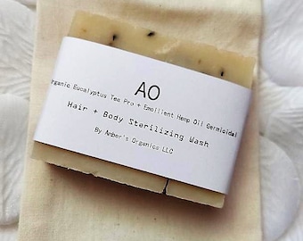 Organic Eucalyptus Tea Pro + Emollient Hemp Oil  Clean + Free Hair + Body Fresh Wash Hair|Body Soap