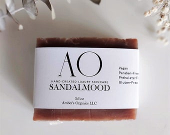 Organic SANDALMOOD Gentle Scent Skin Serene Soothing Butter Enhanced Bar - Hydrate. Nourish. Anti-aging. The AO Soap Bar