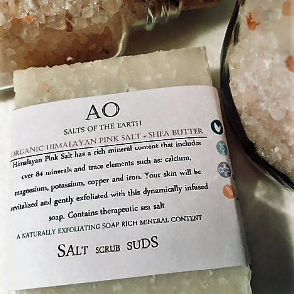 Organic Himalayan Pink Salt Minerals + Grade Perfect Shea Butter.  Exfoliant. Salts Of The Earth Handcreated Soap Collection