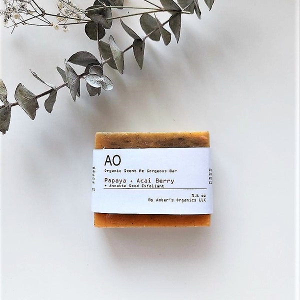 Organic Papaya + Acai Berry + Annatto Seed Exfoliant Vegan Buttered Conditioning Soapster Sweet Scented Shea Anti-Aging Beauty Bar