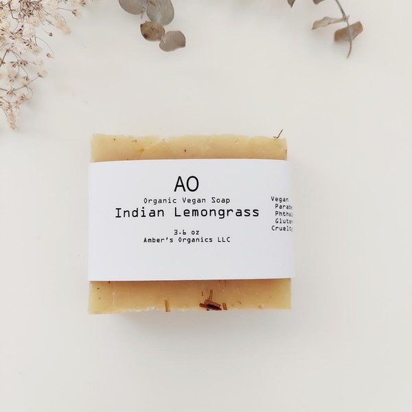 Organic Indian Lemongrass + Dalmatian Sage - Puffy Face Detox Facial + Blemish Prone Skin Handcrafted Spa Soap Bar