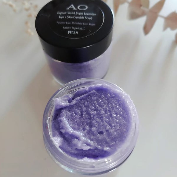 Organic Violet Sugar Lavender Lips + Smooth Skin Scrumble Scrub - Beauty Pro for Cracked, Dry, Flaky Skin