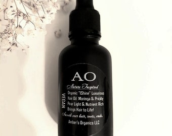 Organic "I Shine" Luxurious Hair Oil - Moringa + Prickly Pear Light Nutrient Rich Brings Hair to Life!