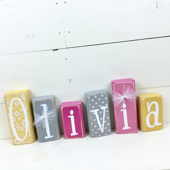Personalized Name Blocks Nursery Decoration Kids Children Baby Shower Gift