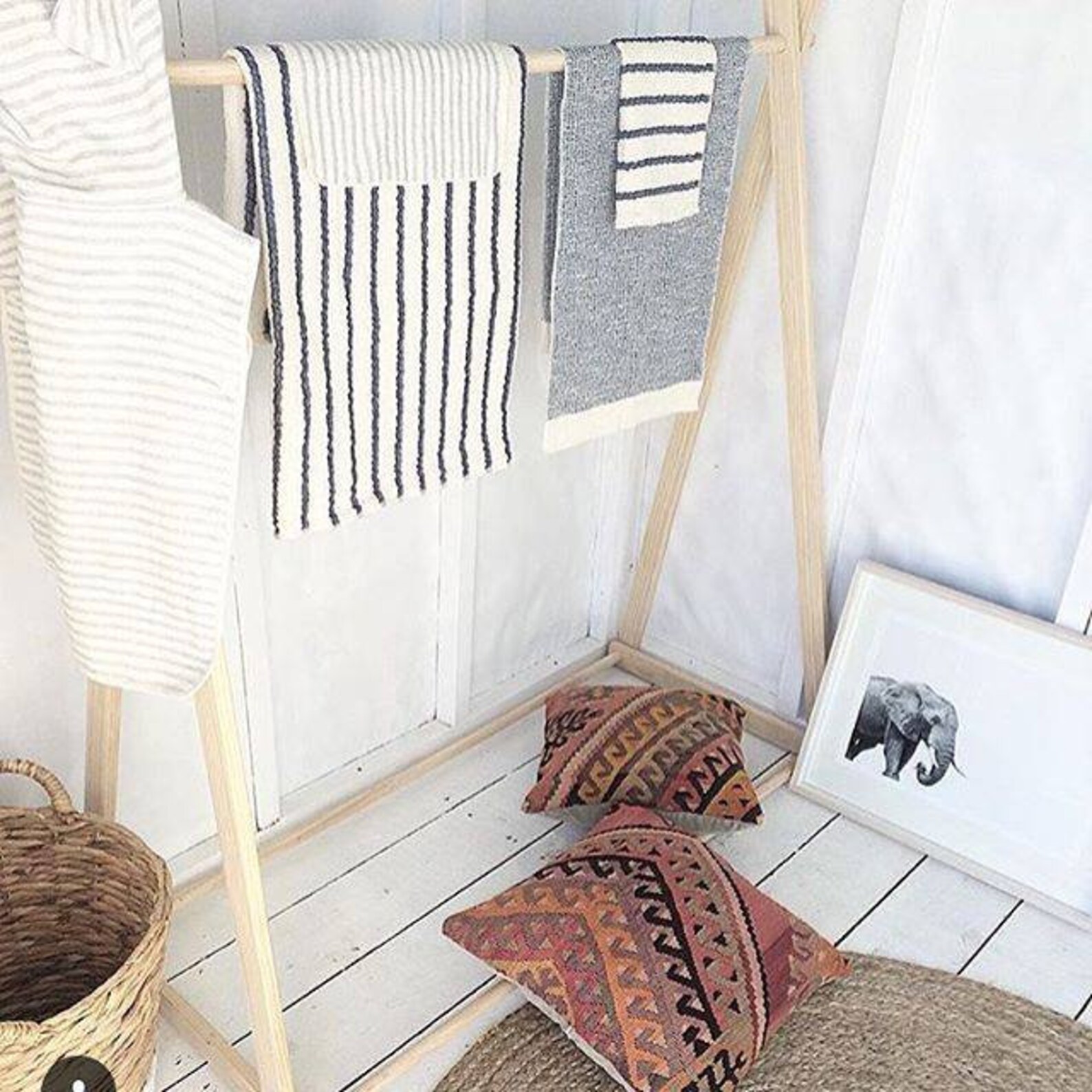 Clothing Rack, Large Clothes Rack, Garment Rack, Wooden Clothing Rack