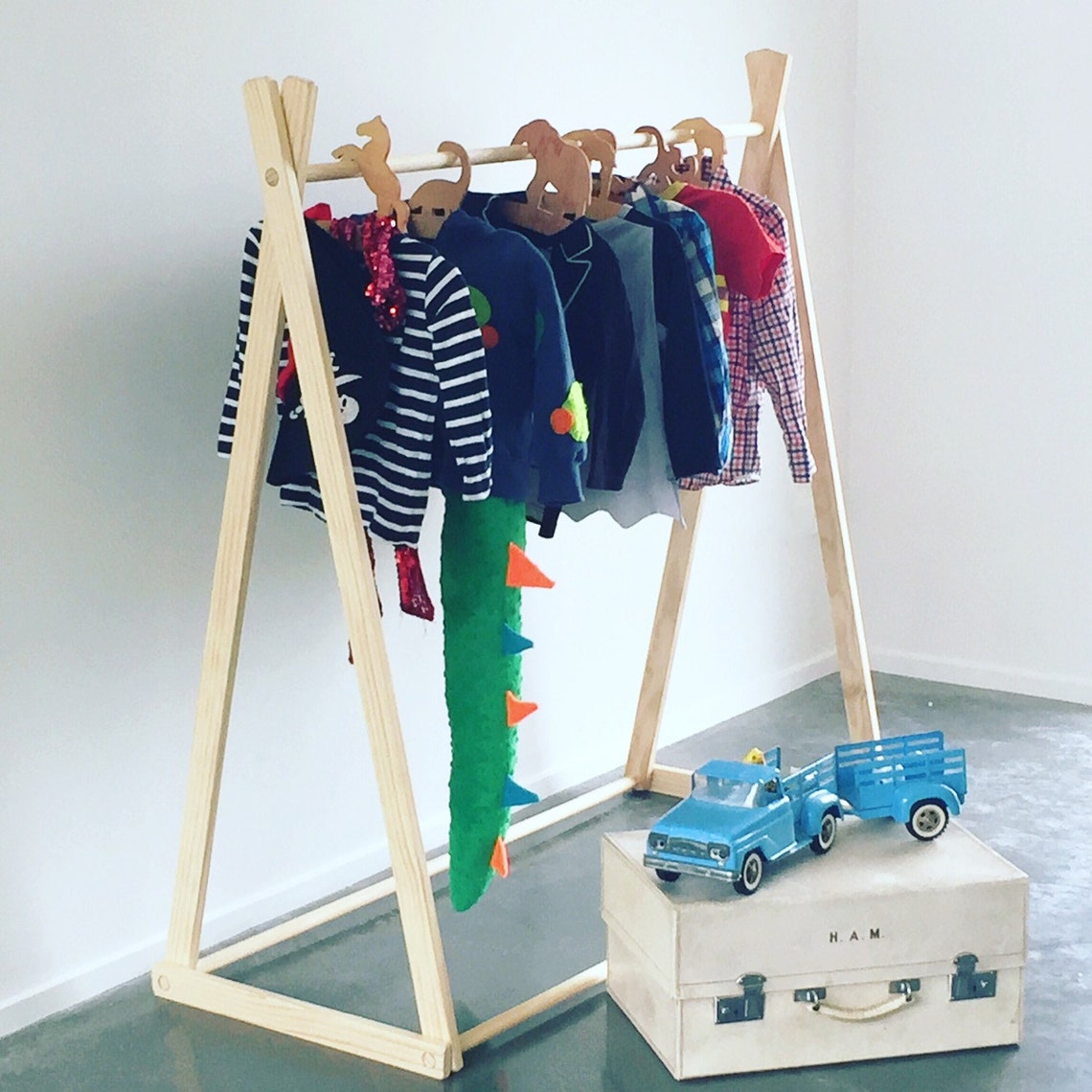 Clothing Rack, Large Clothes Rack, Garment Rack, Wooden Clothing Rack
